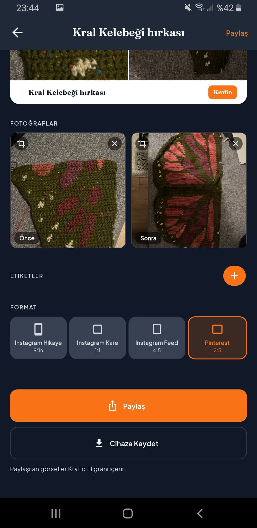 Krafio craft project tracker - Share